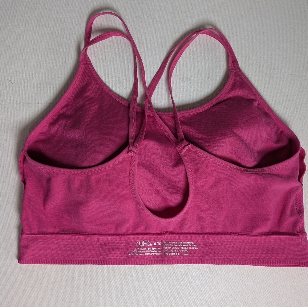Rykä Sports Bra Seamless Strappy Back Size XL Pink Removable Pads Yoga Gym EUC - Picture 6 of 9